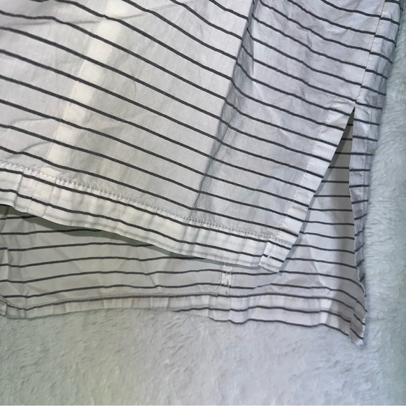 Madewell Grid Mix Stripe Short Sleeve Shirt Blouse Button Front Oversized Top XS - Picture 7 of 10